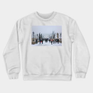 Snowing on Charles bridge  - Prague Crewneck Sweatshirt